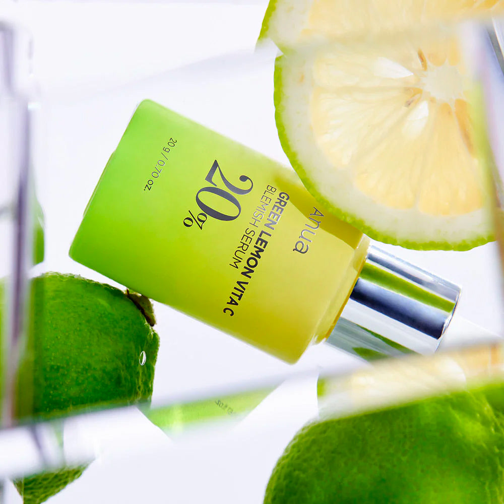 Sérum Anua Green Lemon Vita C Blemish, 30 ml, sérum éclaircissant et anti-imperfections, viral sur TikTok, skincare coréenne | Anua Green Lemon Vita C Blemish Serum, 30 ml, brightening and blemish-fighting serum, viral on TikTok, Korean skincare