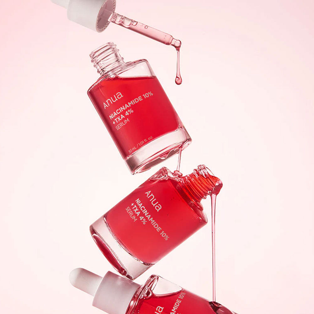 Sérum Anua Niacinamide 10% + TXA 4%, 30 ml, flacon transparent avec étiquette verte, produit coréen viral TikTok, skincare coréenne | Anua Niacinamide 10% + TXA 4% Serum, 30 ml, transparent bottle with green label, viral Korean product on TikTok, Korean skincare