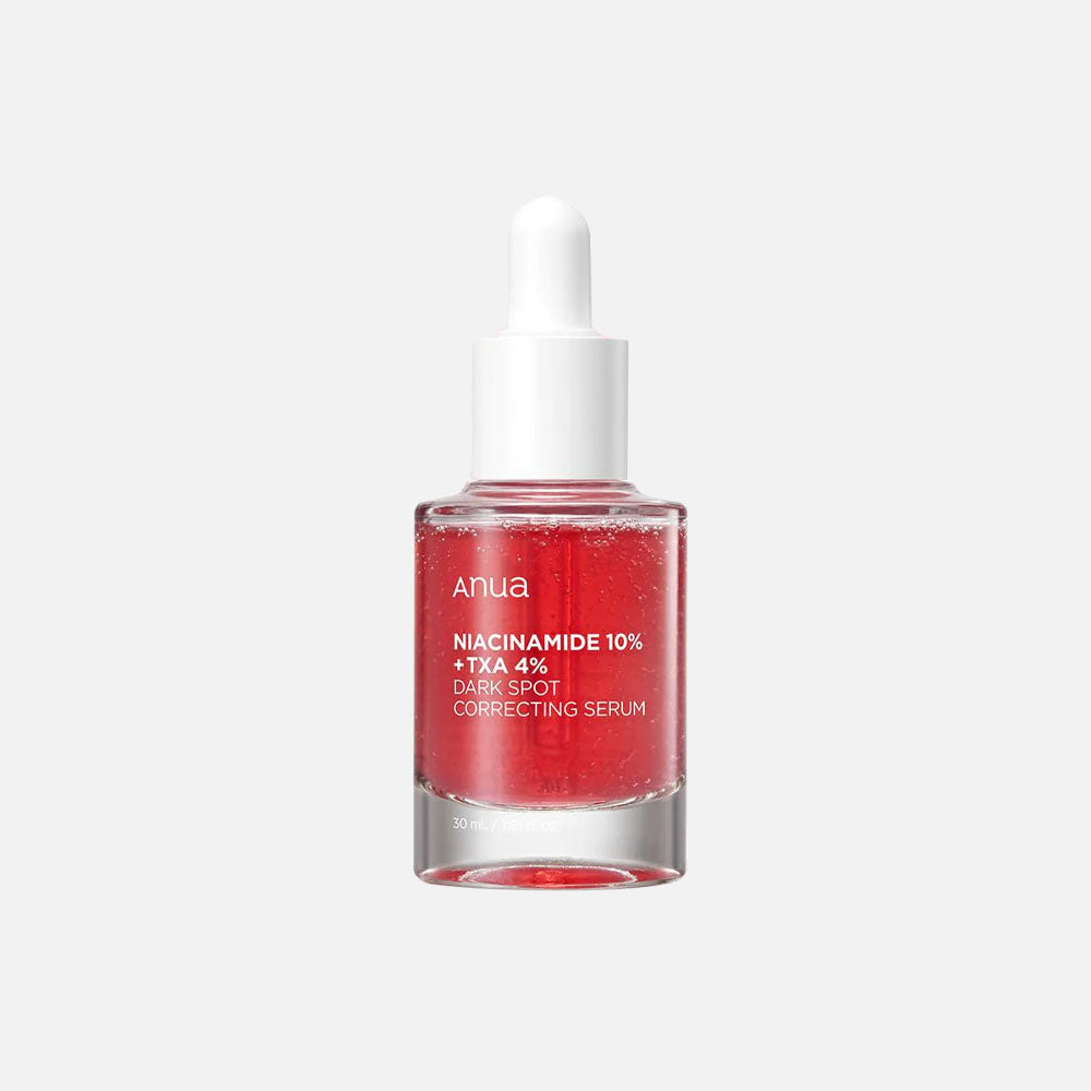 "Sérum Anua Niacinamide 10% + TXA 4%, 30 ml, flacon transparent avec étiquette verte, produit coréen viral TikTok, skincare coréenne | Anua Niacinamide 10% + TXA 4% Serum, 30 ml, transparent bottle with green label, viral Korean product on TikTok, Korean skincare